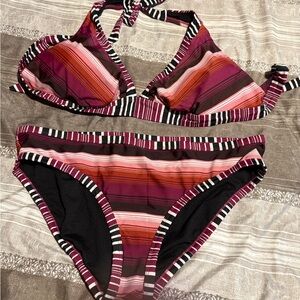 Swimsuits For All Multicolor Striped Bikini